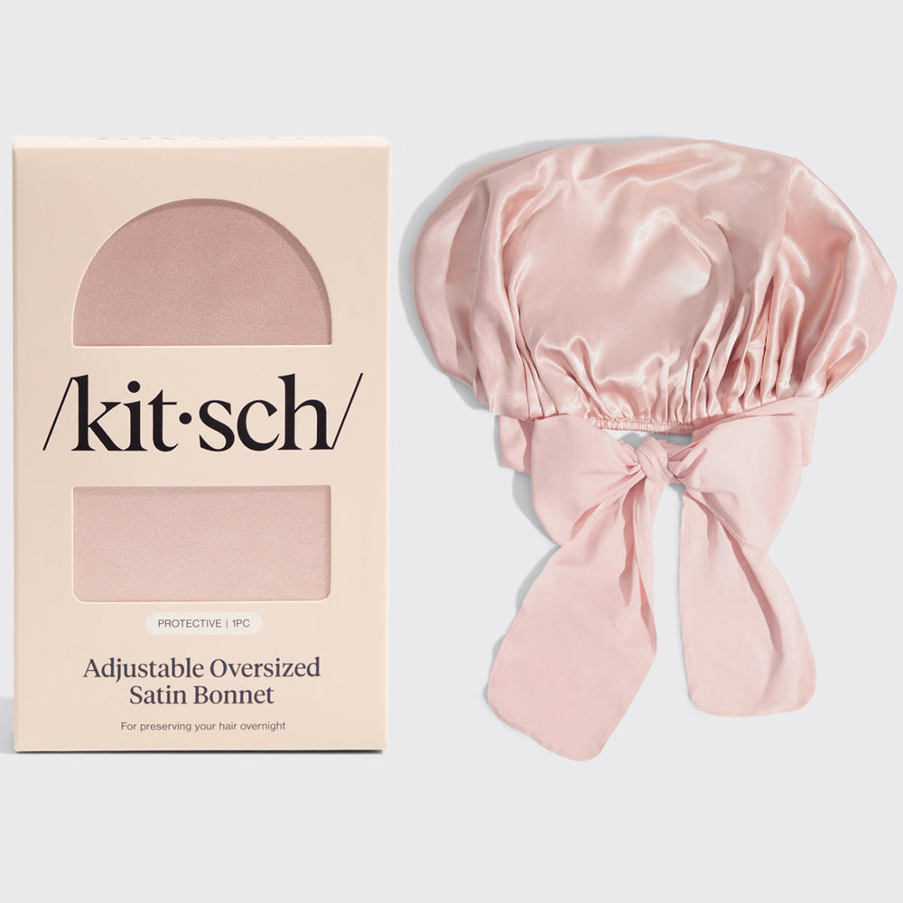 kitsch Adjustable Oversized Satin Bonnet- Blush