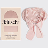 kitsch Adjustable Oversized Satin Bonnet- Blush