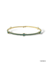 Theia Single Row Swarvoski Crystal Flexible Bangle Bracelet with Opals