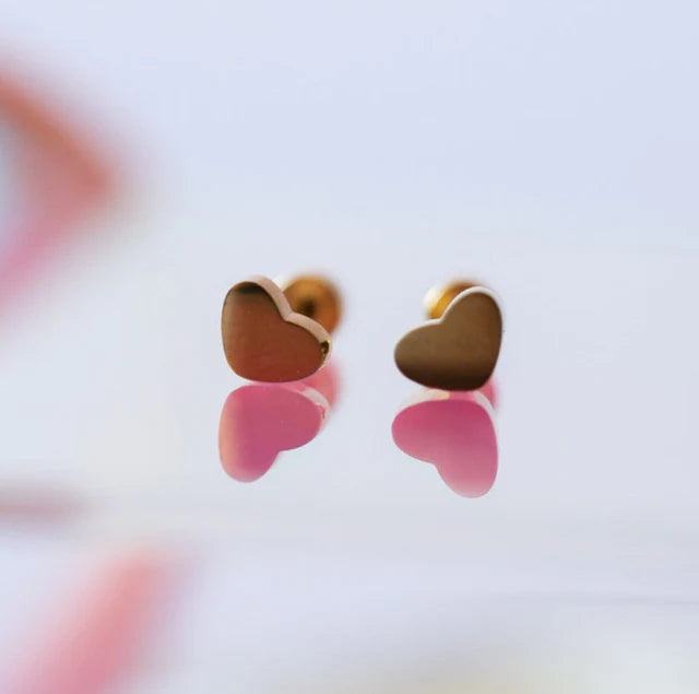 pierced Tiny Classic Heart Stud Earings