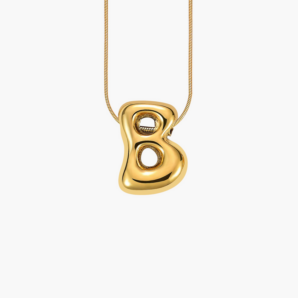 Cape Diablo-Golden Glow Bubble Letter Initial Necklace