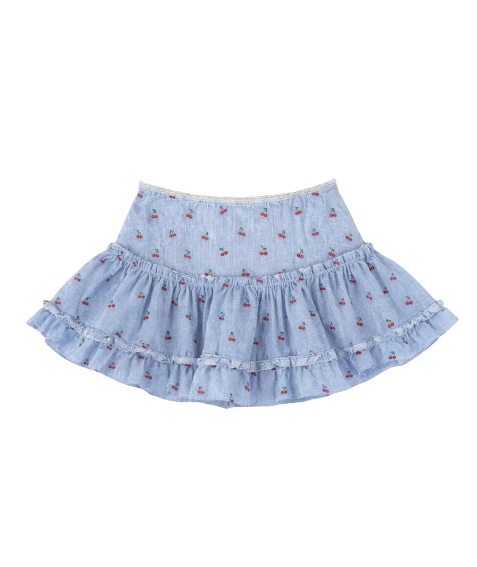 KatieJ Cherry Seersucker Stripe Dixie Skirt