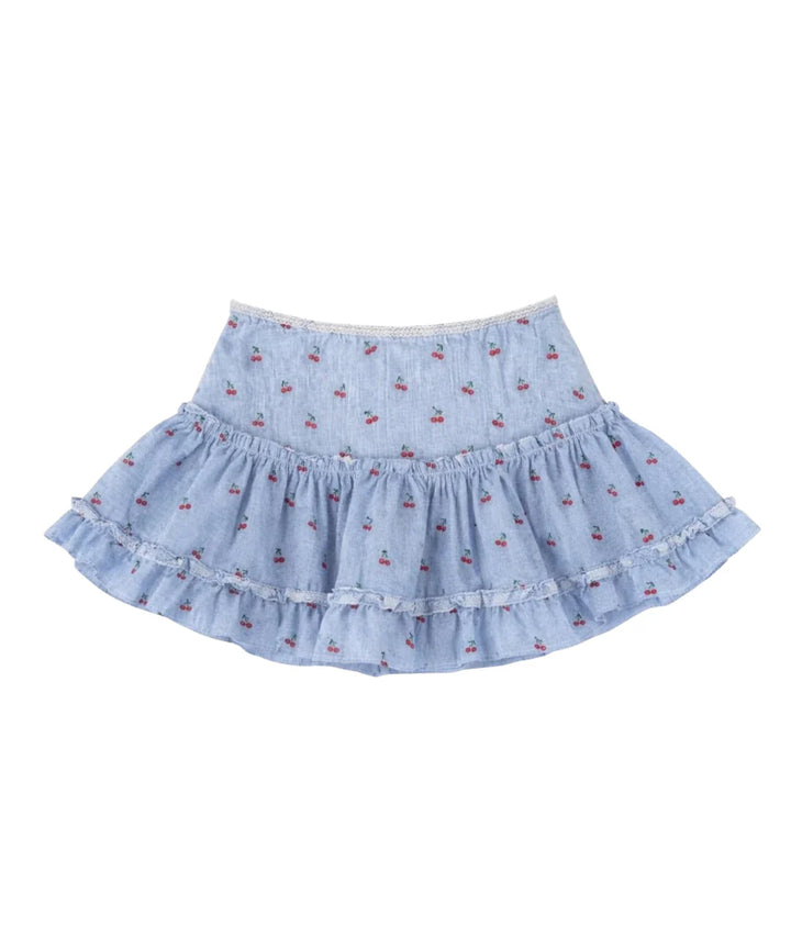 KatieJ Cherry Seersucker Stripe Dixie Skirt