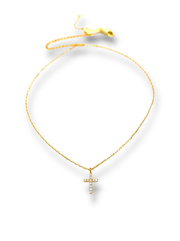 Mia Short Necklace, Gold, Cross