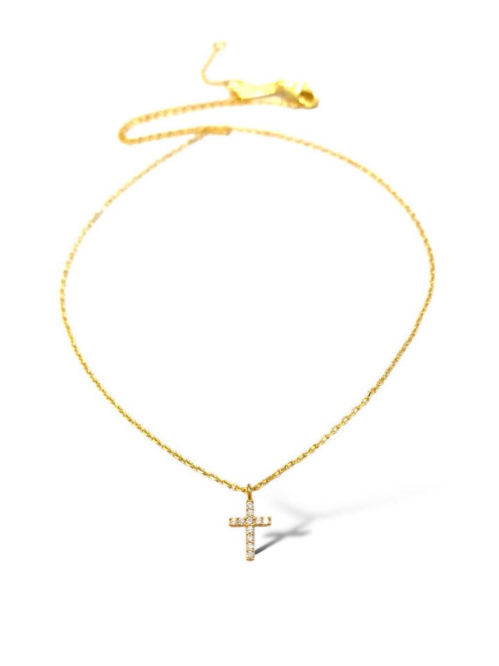 Mia Short Necklace, Gold, Cross