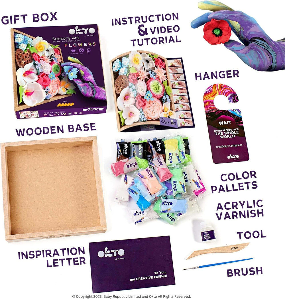 OKTO Wood & Craft Romance Flowers Clay Kit
