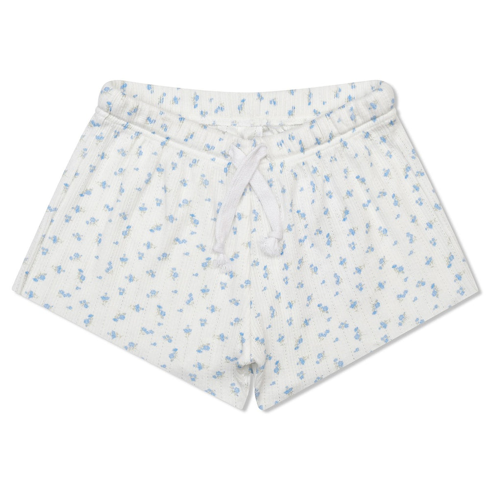 Iscream Blue Floral Pointelle Tank And Short Set