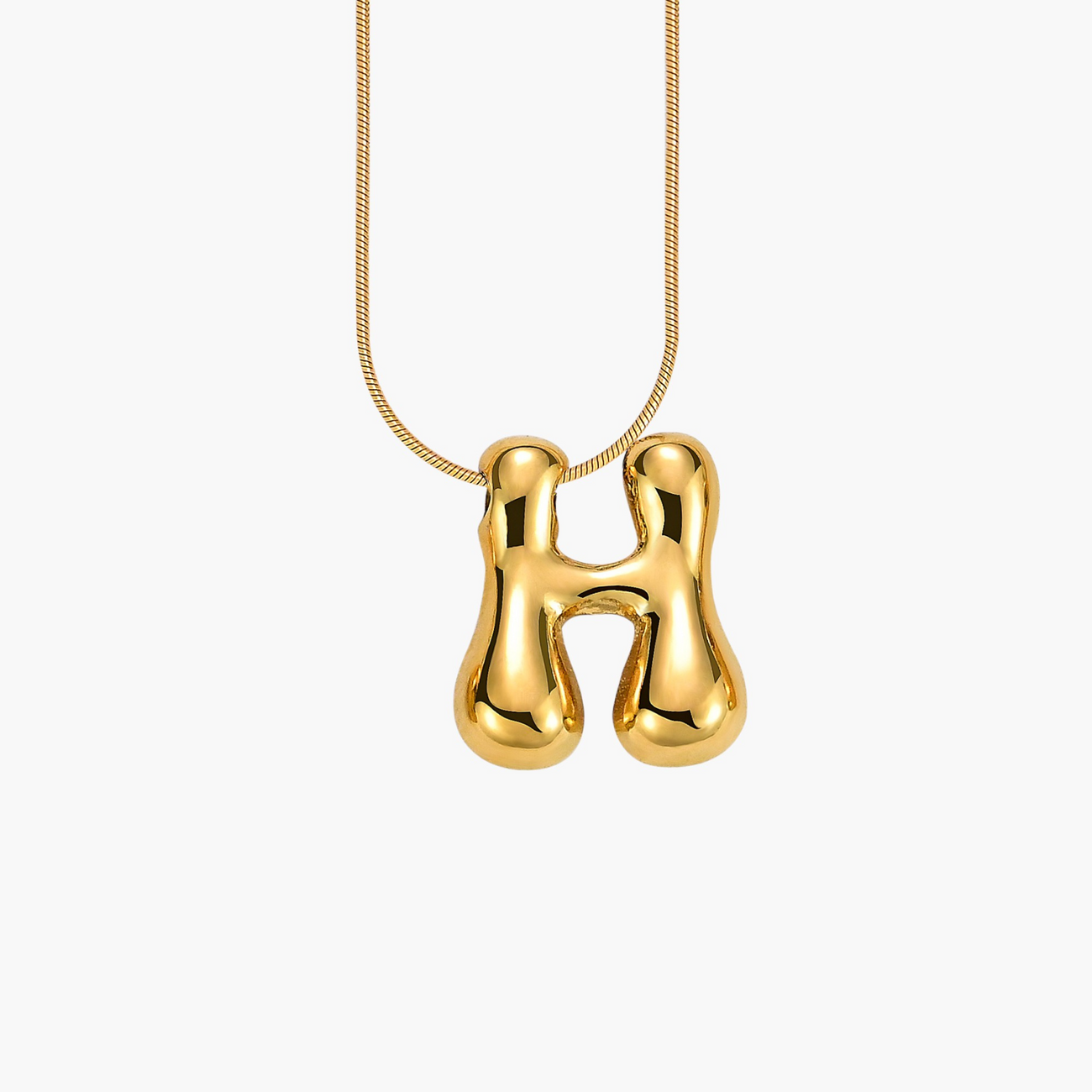 Cape Diablo-Golden Glow Bubble Letter Initial Necklace