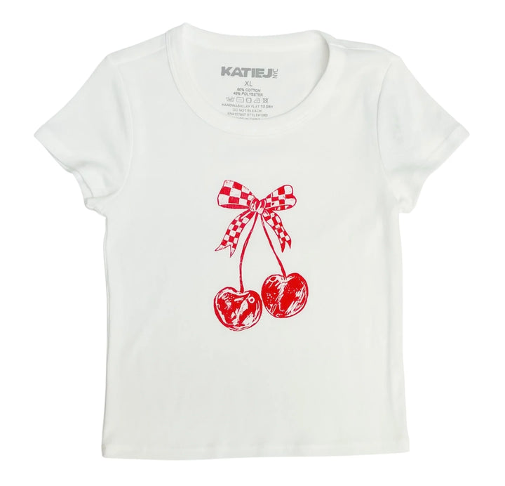 KatieJ Checkered Cherry Graphic Tee