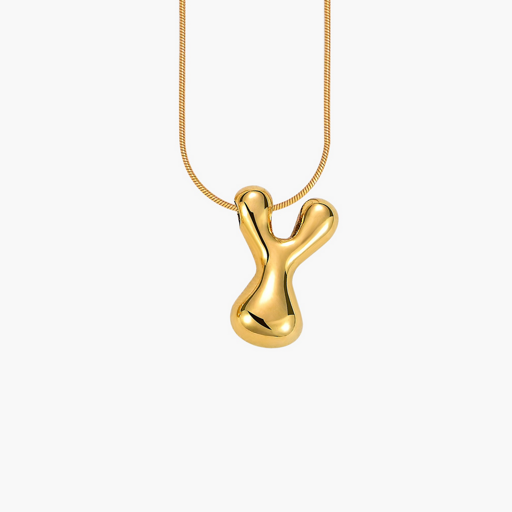 Cape Diablo-Golden Glow Bubble Letter Initial Necklace