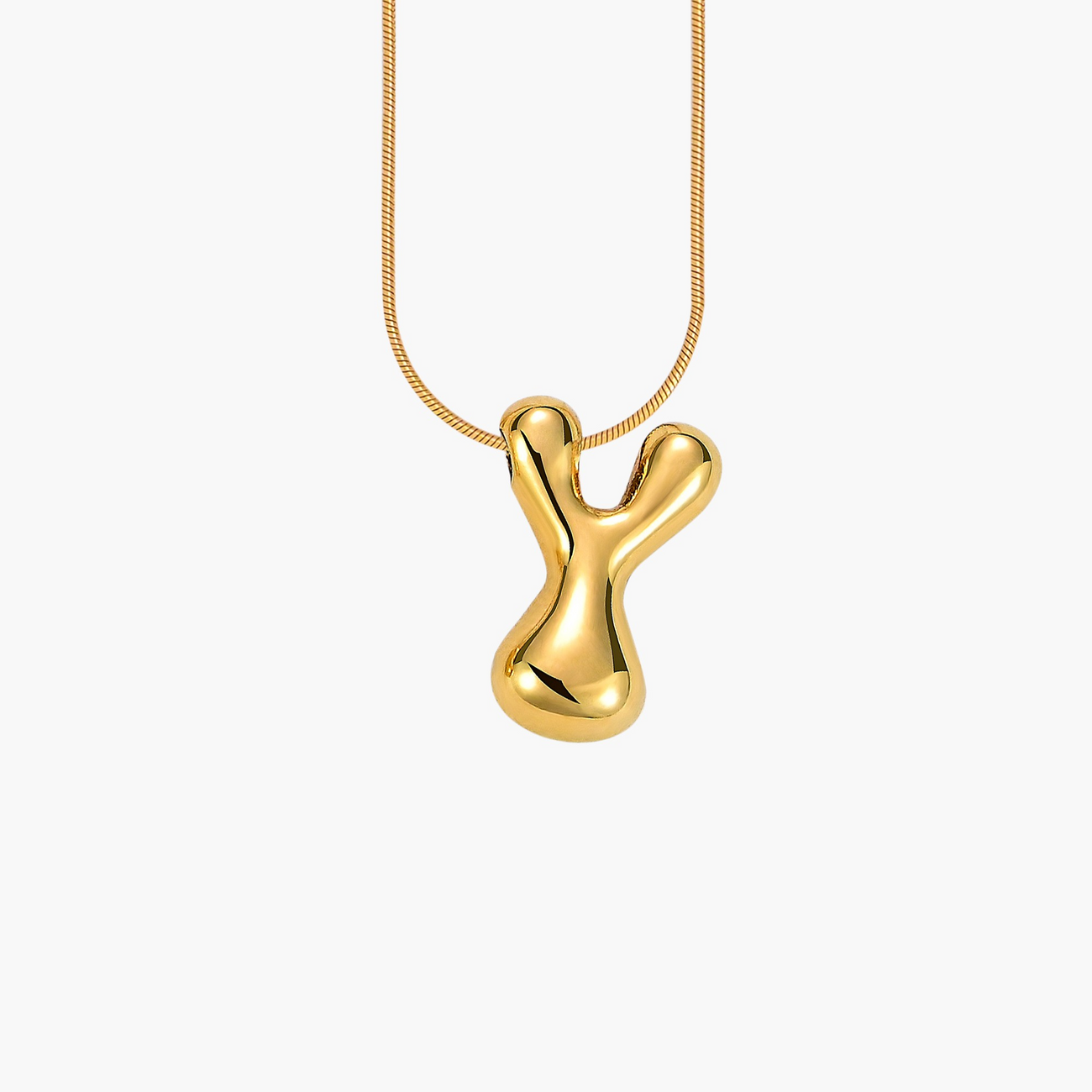 Cape Diablo-Golden Glow Bubble Letter Initial Necklace