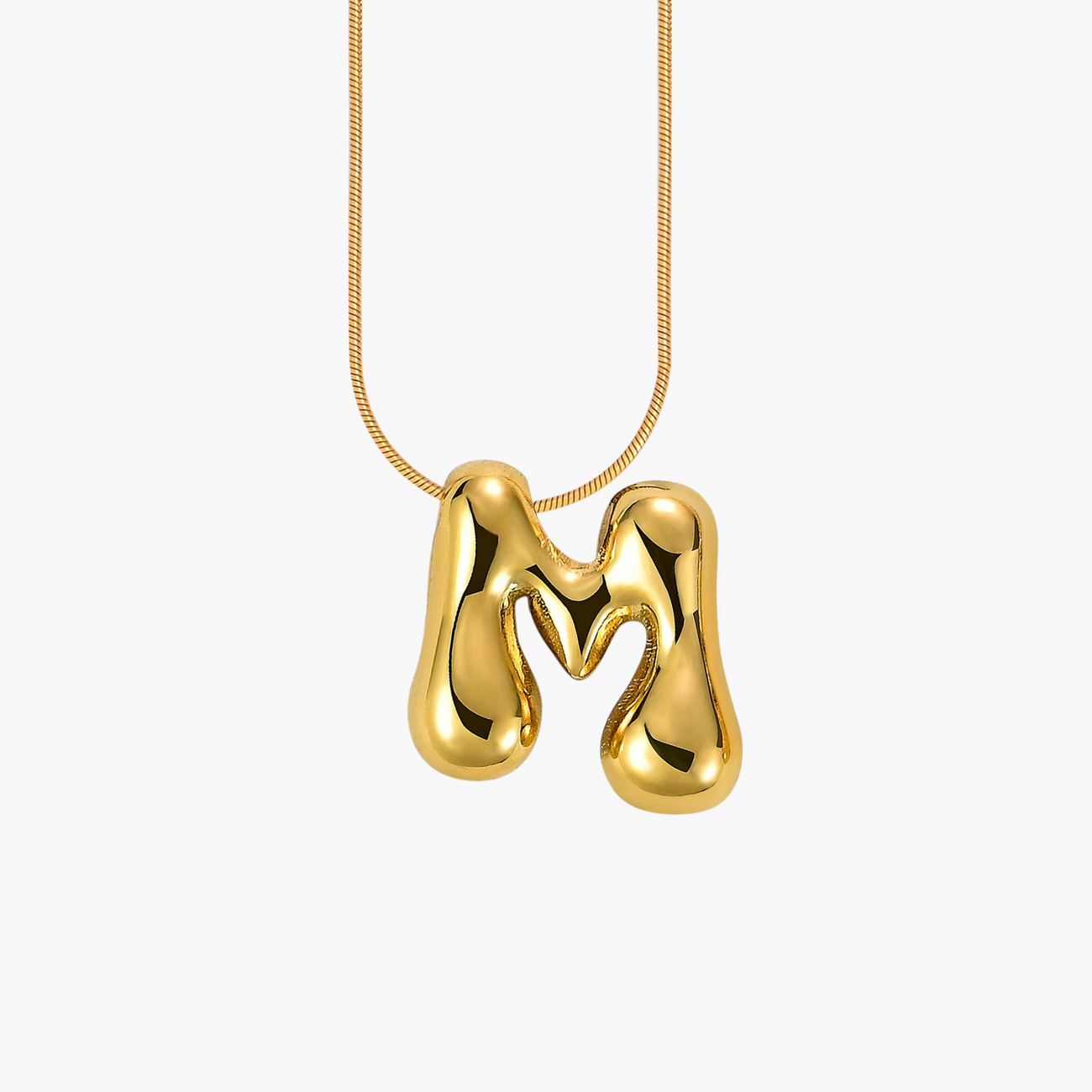 Cape Diablo-Golden Glow Bubble Letter Initial Necklace