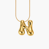 Cape Diablo-Golden Glow Bubble Letter Initial Necklace