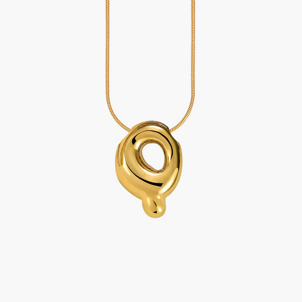 Cape Diablo-Golden Glow Bubble Letter Initial Necklace