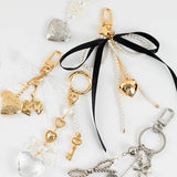 Lace Bow Heart Locket Bag Charm