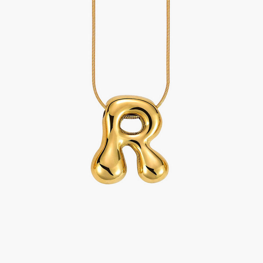 Cape Diablo-Golden Glow Bubble Letter Initial Necklace