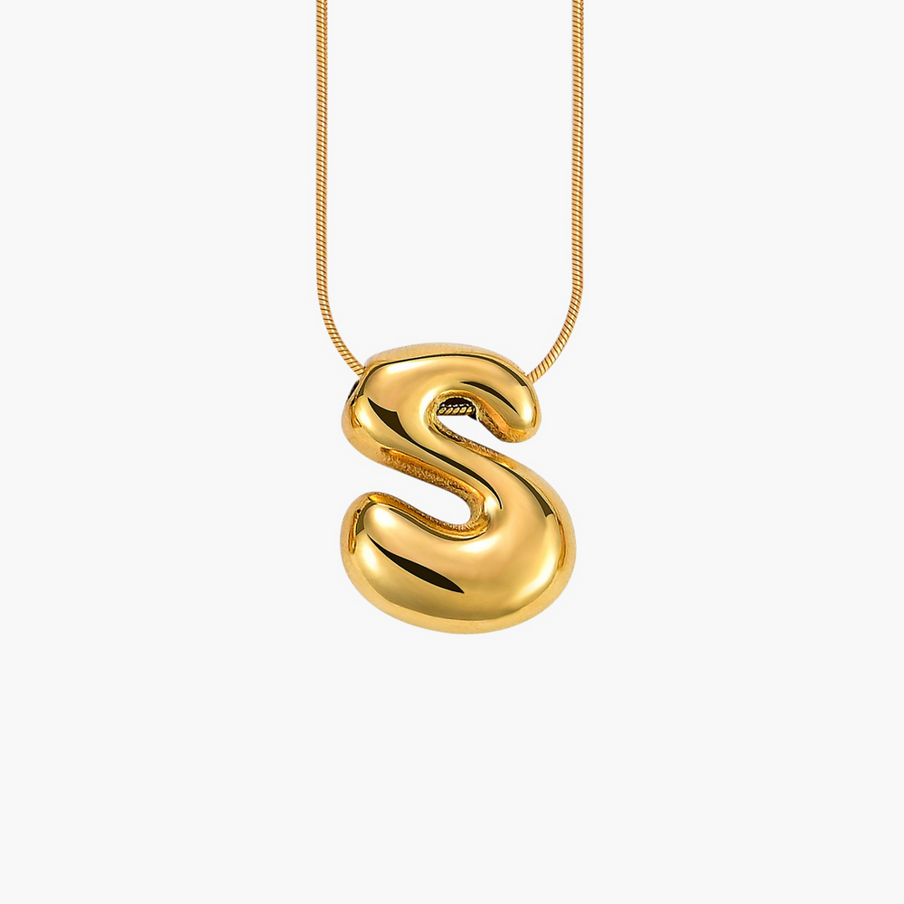 Cape Diablo-Golden Glow Bubble Letter Initial Necklace