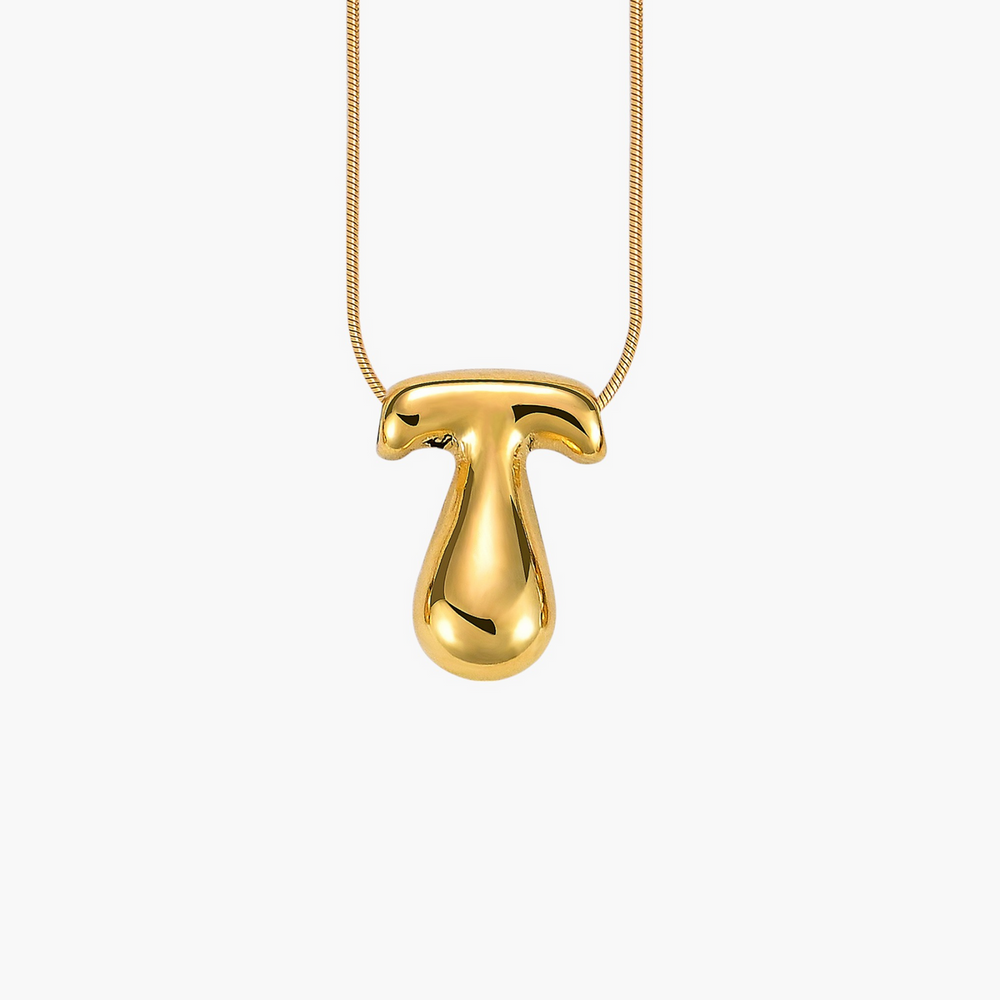 Cape Diablo-Golden Glow Bubble Letter Initial Necklace