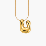 Cape Diablo-Golden Glow Bubble Letter Initial Necklace