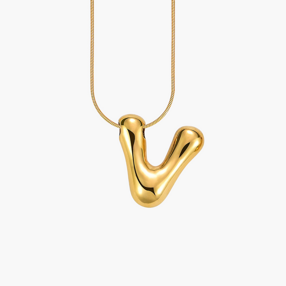 Cape Diablo-Golden Glow Bubble Letter Initial Necklace
