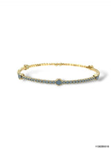 Theia Single Row Swarvoski Crystal Flexible Bangle Bracelet with Opals