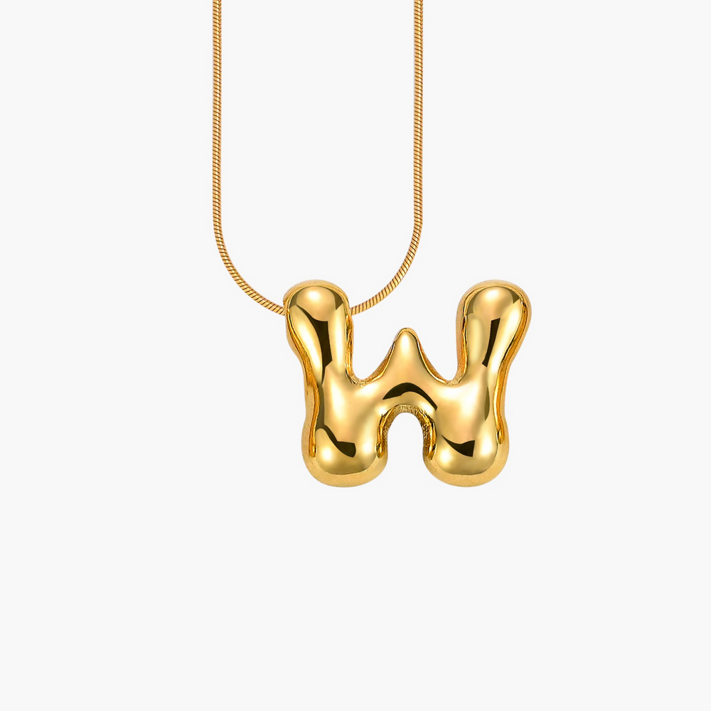Cape Diablo-Golden Glow Bubble Letter Initial Necklace