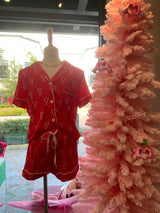 KatieJ Lynn Tween Shorts Lounge Set, Christmas 25 Pattern