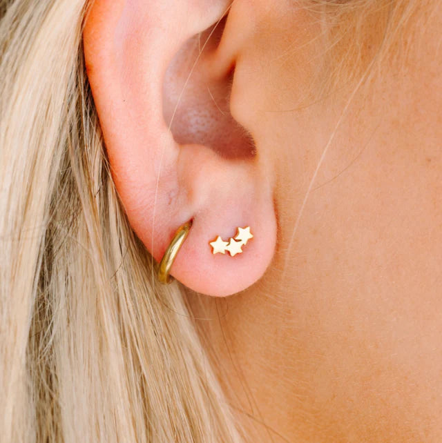 pierced Triple Star Earings