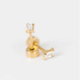 pierced Tiny Baguette Stud Earings