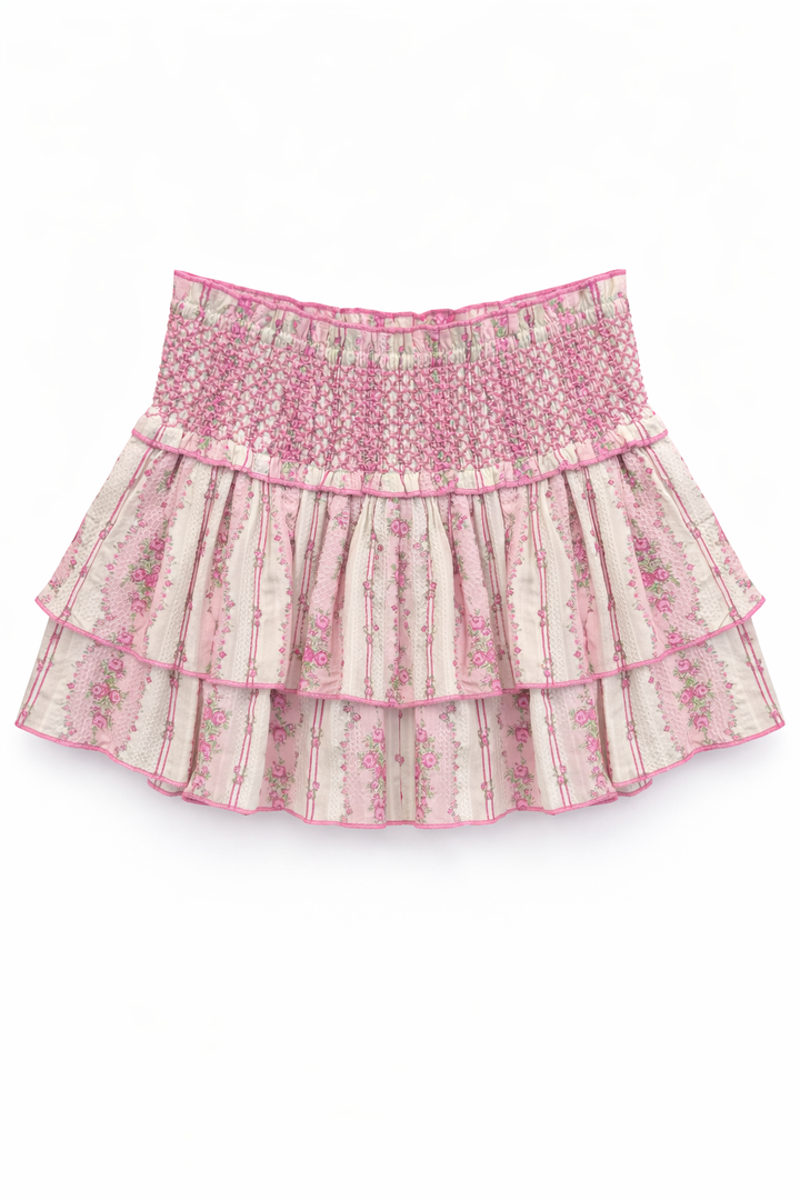 KatieJ Dominique Skort, Baby Pink Cottage Stripe