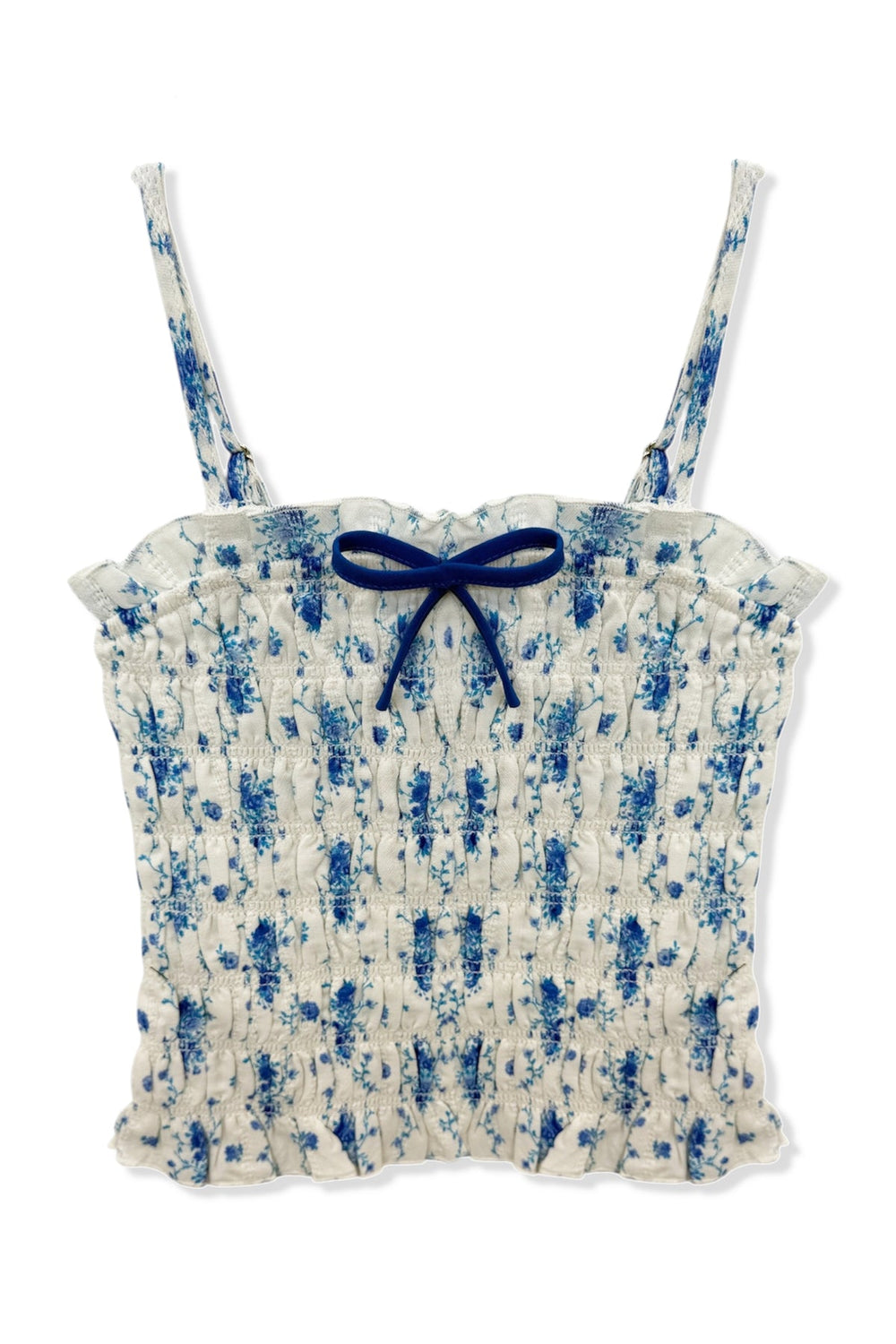 KatieJ Alma Printed Gathered Cami Top, Santorini Stripe