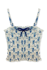 KatieJ Alma Printed Gathered Cami Top, Santorini Stripe