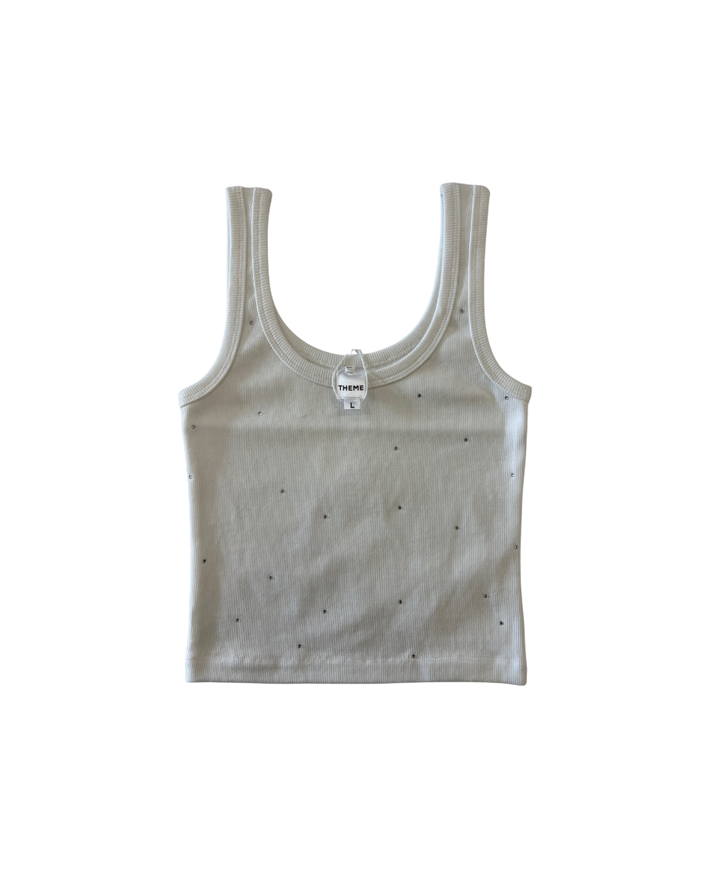 Theme NYC Stella Studded Cream Ribbed Studded Tank