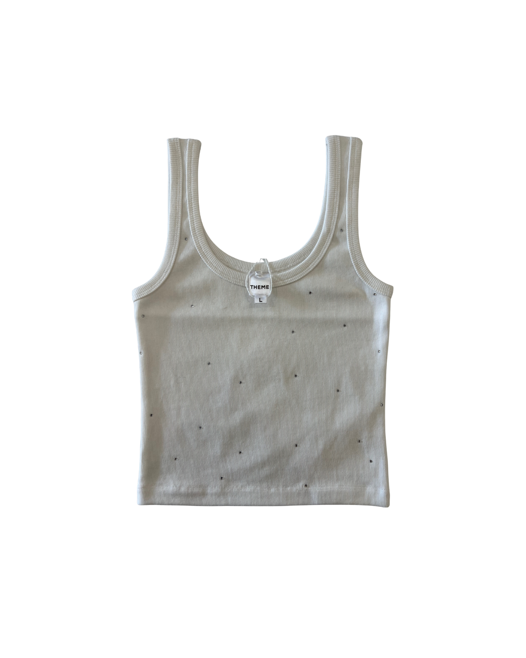 Theme NYC Stella Studded Cream Ribbed Studded Tank