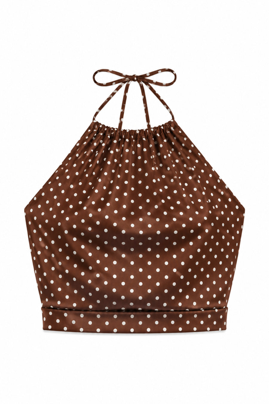 KatieJ Anastasia Reversible Satin Halter Top, Espresso Polka Dot / Bandana