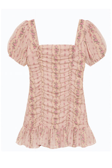 KatieJ Ariel Short Sleeve Dress, Cottage Stripe