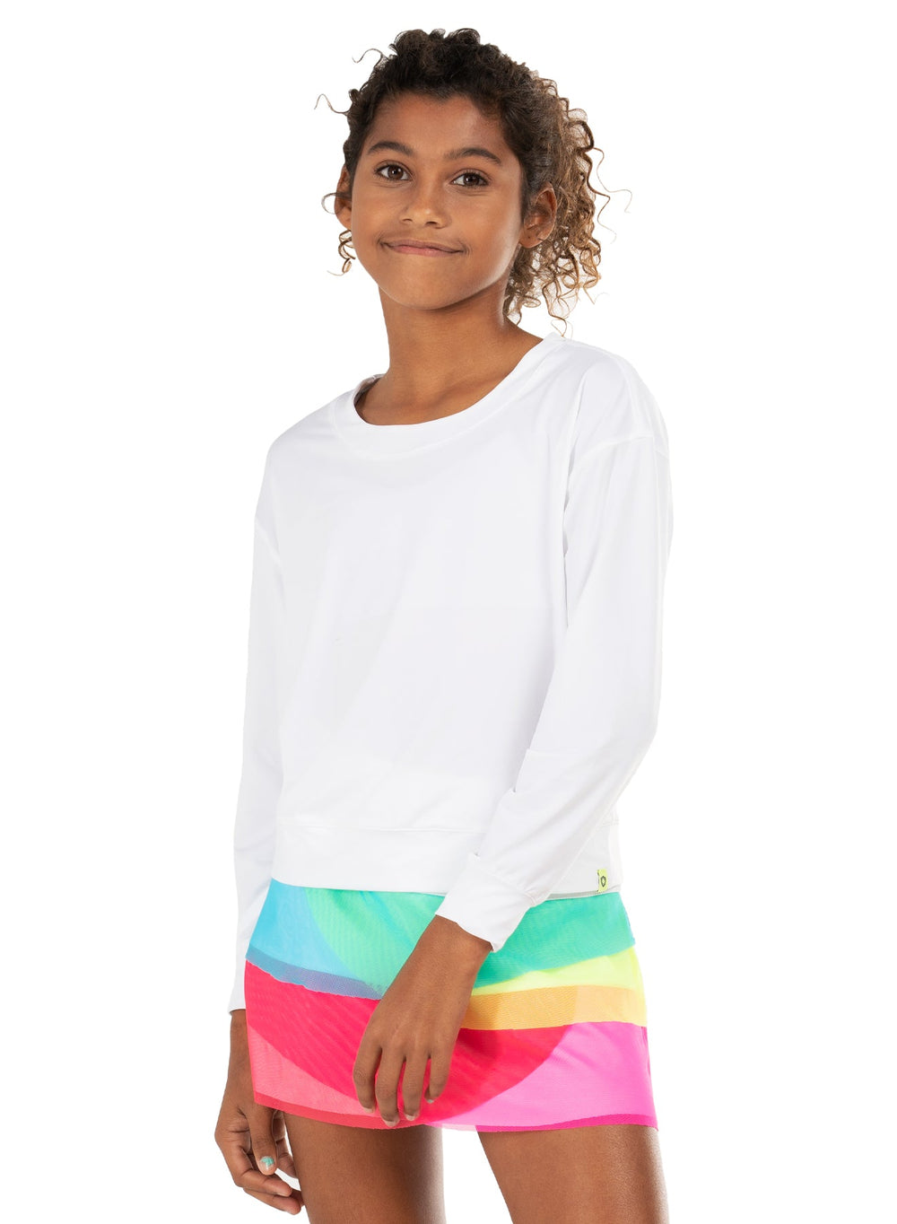 Lucky in Love Mesh Scallop Skirt, Rainbow