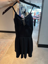 fbz Black Gabardine with Rhinestone Bow Dress