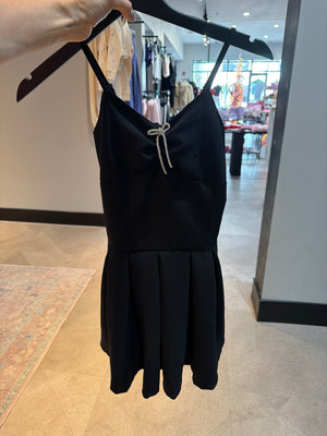 fbz Black Gabardine with Rhinestone Bow Dress