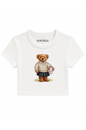 KatieJ Graphic White Bear Baby Tee