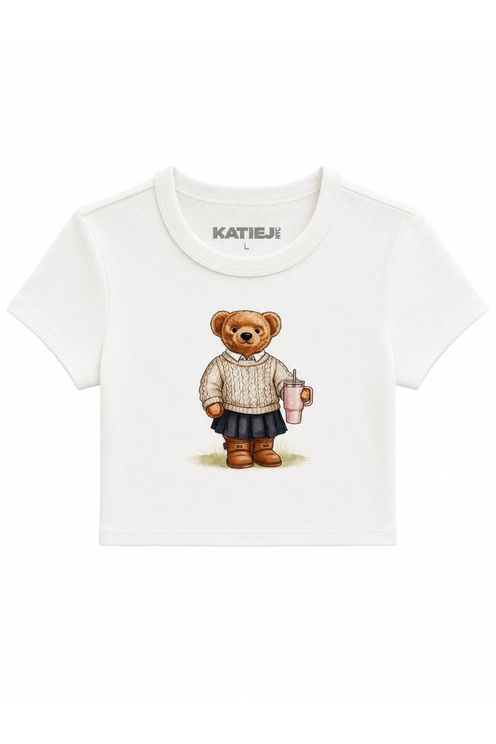 KatieJ Graphic White Bear Baby Tee