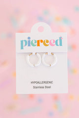 peirced Huggies Earings, White