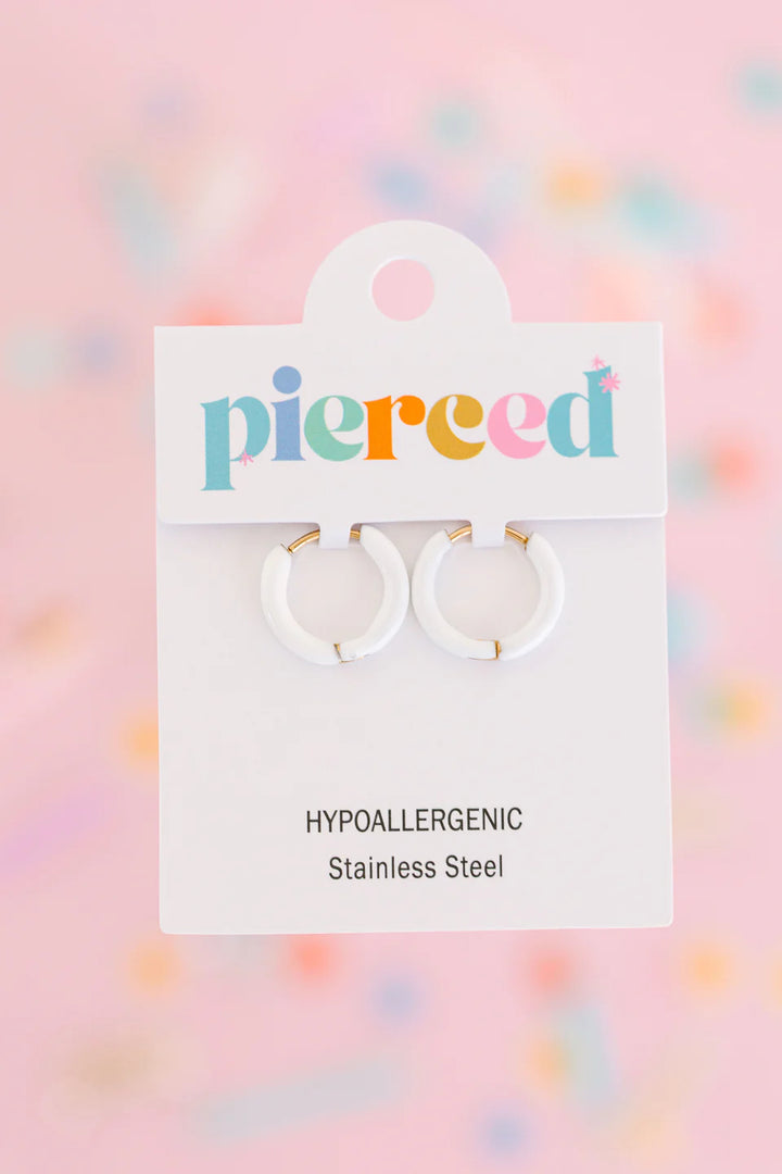 peirced Huggies Earings, White