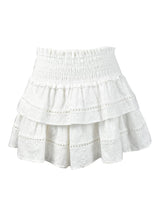 fbz White Floral Embroidered Lace Line Eyelet Skirt
