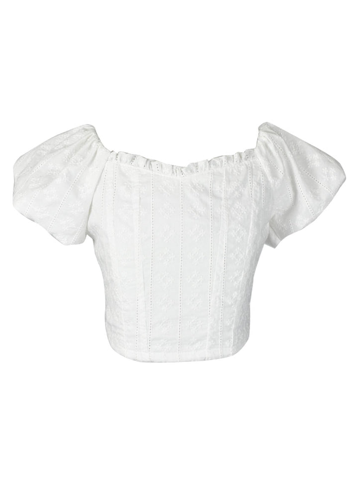 fbz White Eyelet and Lace Line Top