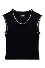 KatieJ Tween Buffy Pearl Trim Sleeveless Top