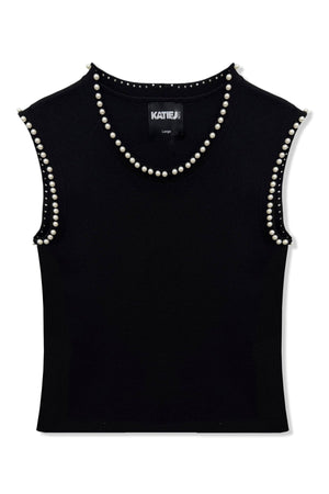 KatieJ Tween Buffy Pearl Trim Sleeveless Top