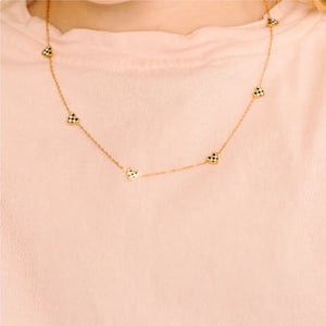 pierced Black & White Checkered Heart Necklace