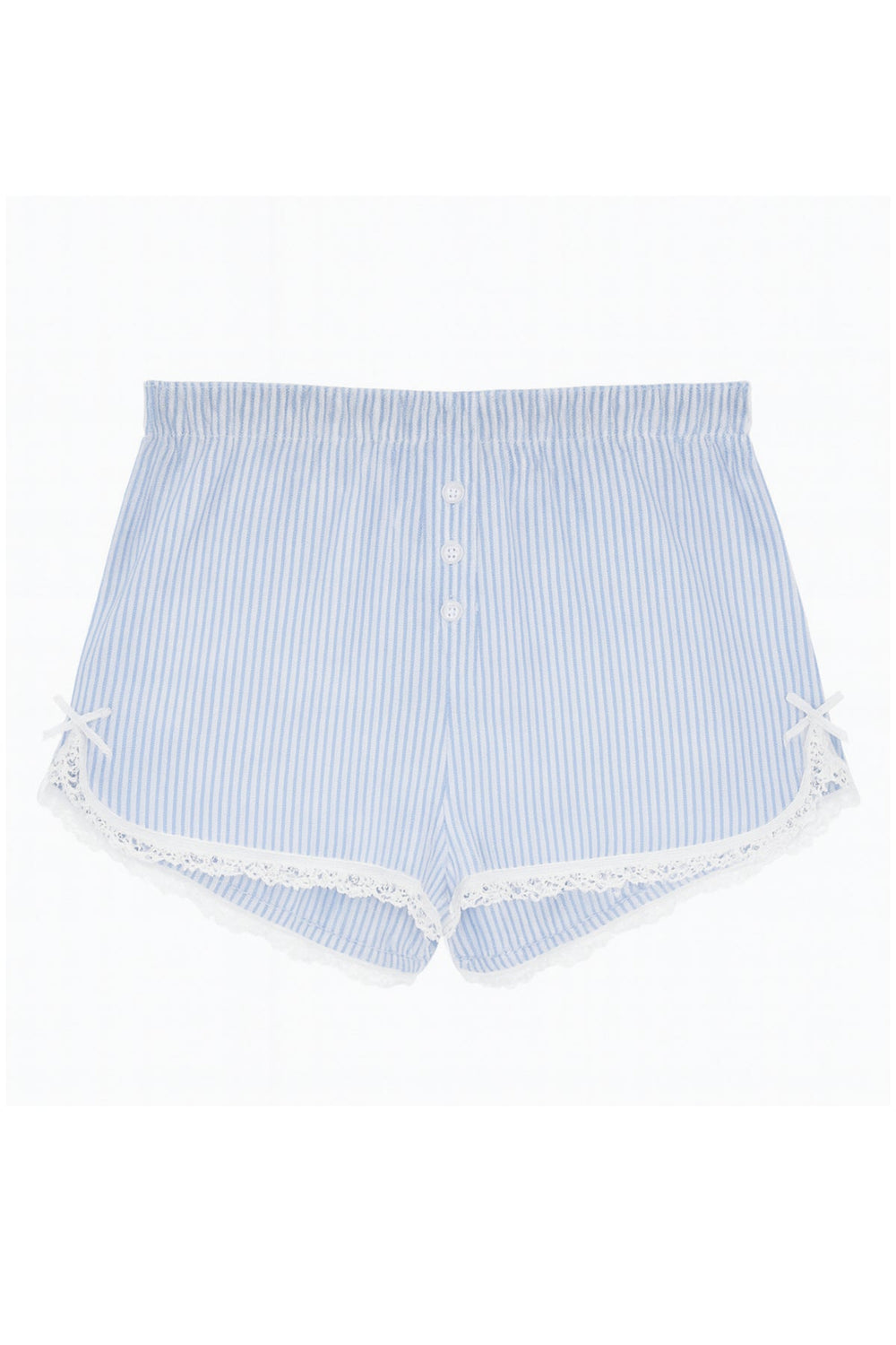 KatieJ Caprice Striped Lounge Shorts with Lace Trim