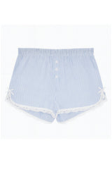KatieJ Caprice Striped Lounge Shorts with Lace Trim